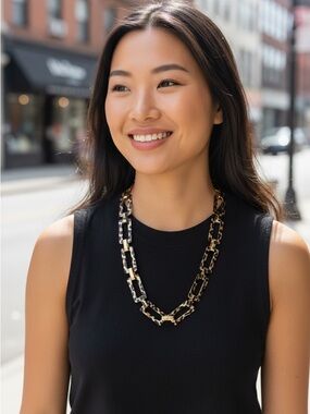 Gold and Leopard Print Chain Necklace